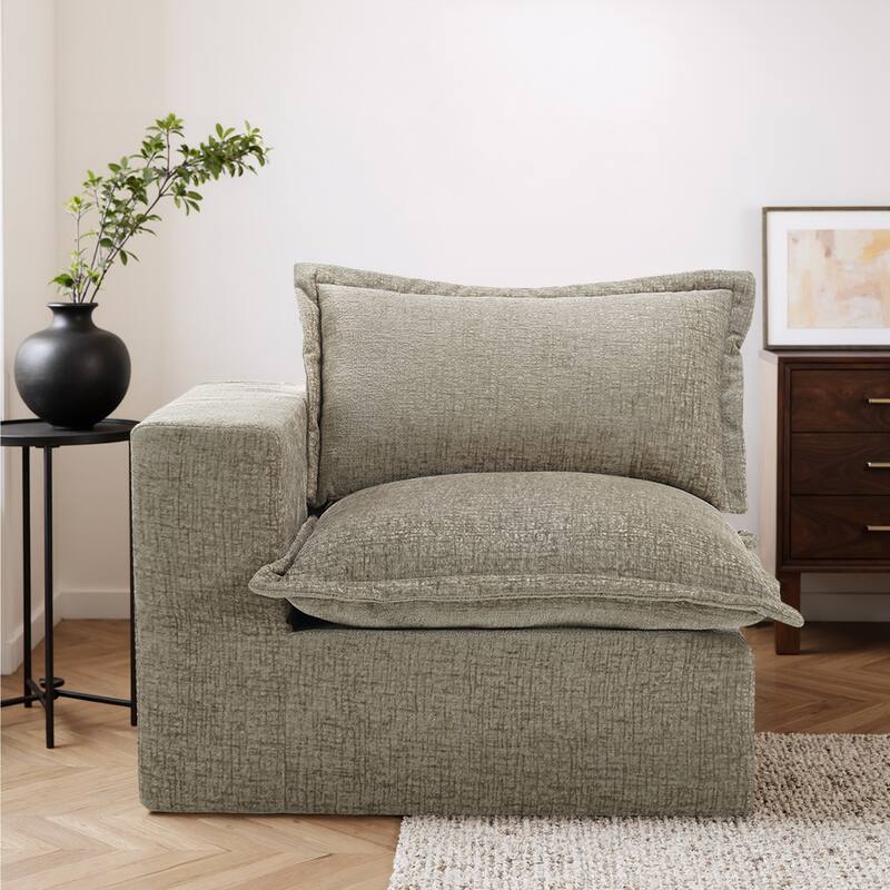 42"W Chenille Upholstered No Assembly Corner Chair