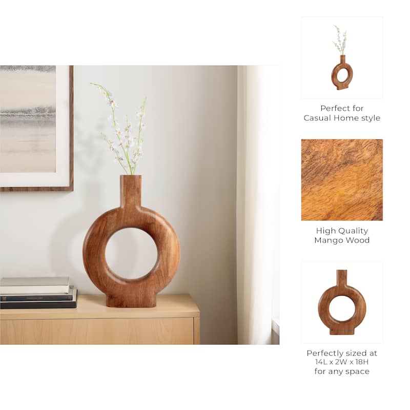 Wood Flower Vase Decorative Sculptural Tall Profile for Any Space