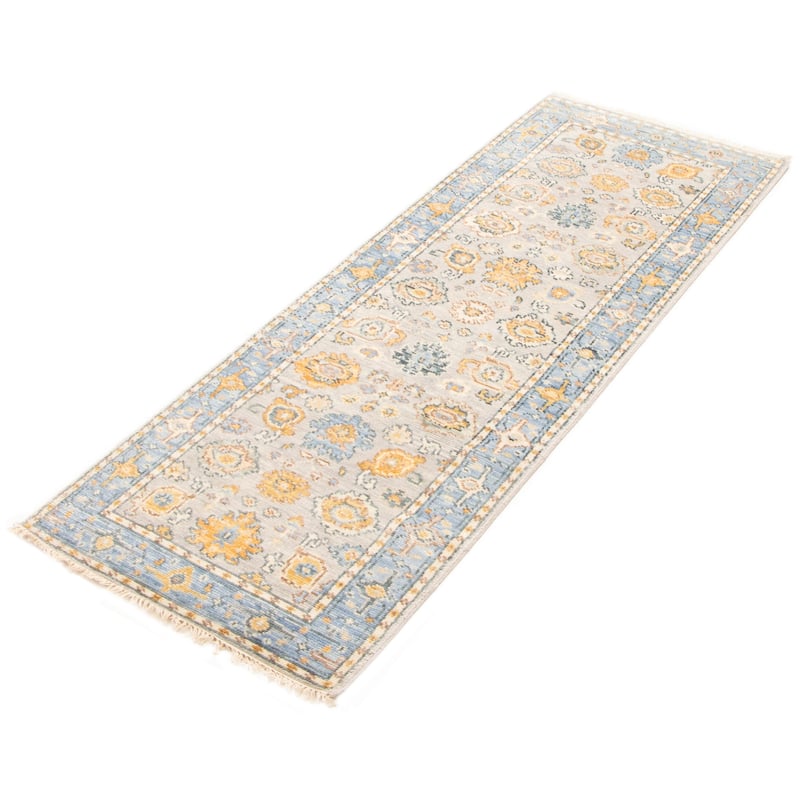 ECARPETGALLERY Hand-knotted Modern Oushak Grey Wool Rug - 2'9 x 8'0