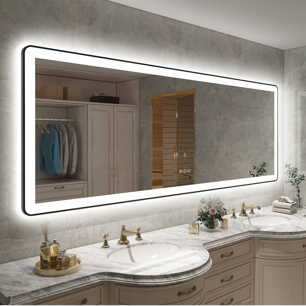 Framed Front & Back LED Lighted Anti-Fog Tempered Glass Wall Bathroom Vanity Mirror &ETL Certified
