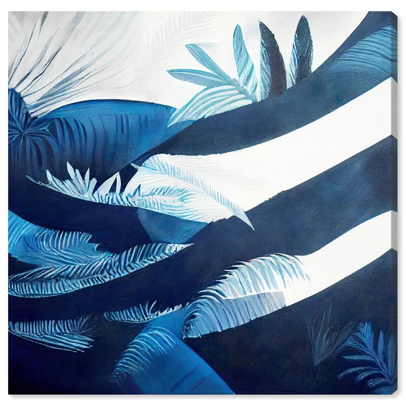 Wynwood Studio Canvas Floral and Botanical Rippling Hills Blue Blue and Tropical Wall Art Canvas Print - Blue, White