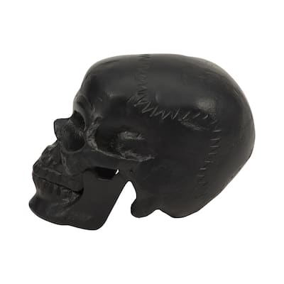 Modern Skull Sculpture Figurine - 7", Black - 5" x 7" x 6"