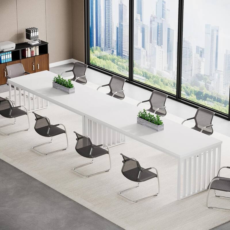 6.56 ft Industrial Conference Table, Rectangular Meeting Table for Seminar, Business & Negotiation