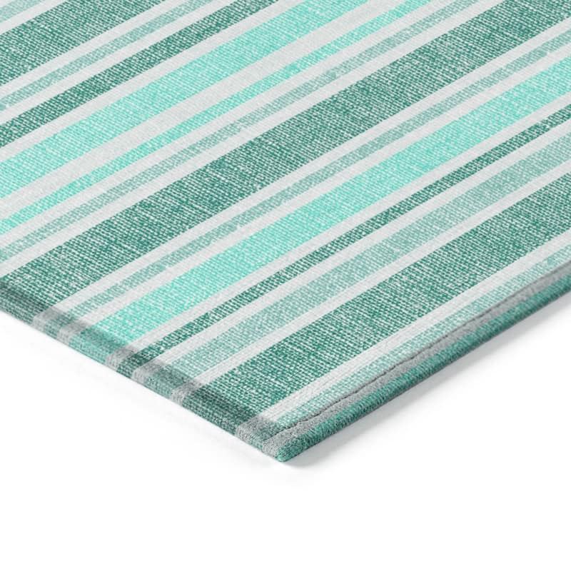 Machine Washable Indoor/ Outdoor Thin Cabana Stripe Chantille Rug