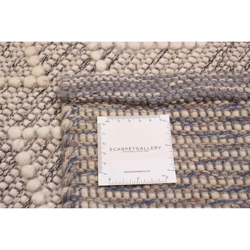ECARPETGALLERY Braid weave Sienna Cream, Grey Wool Rug - 3'11 x 6'0