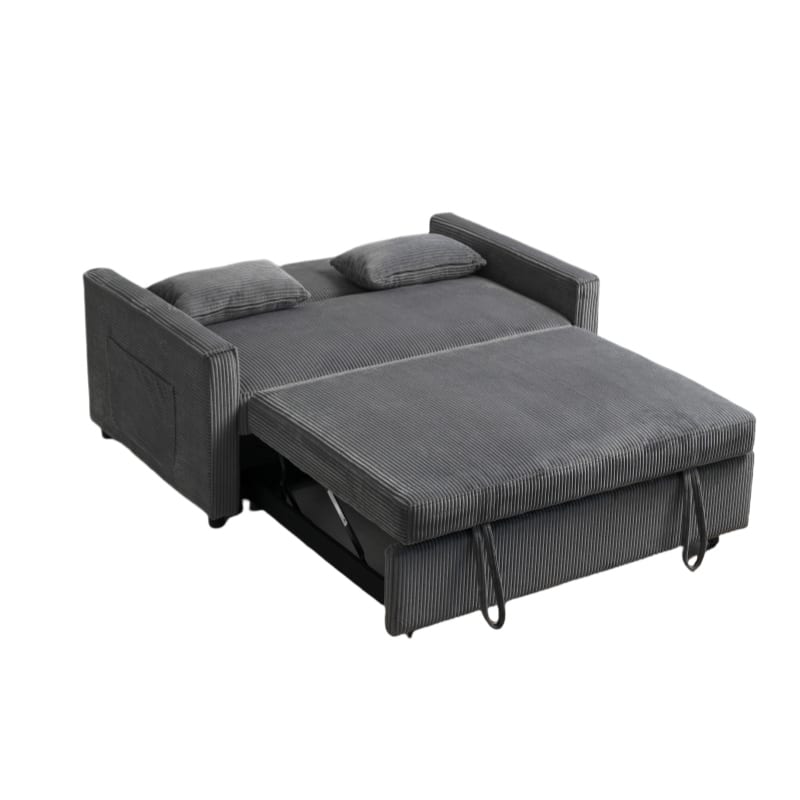 Velvet Sleeper Sofa with Adjustable Backrest, Pull-Out Loveseat Sofa Bed Couch with Storage & Lumbar Pillows