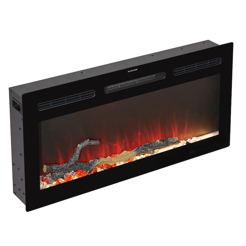VECELO 70" Rustic TV Stand without/with Fireplace Heater(2 Options),Media Entertainment Center Table with Storage Shelves