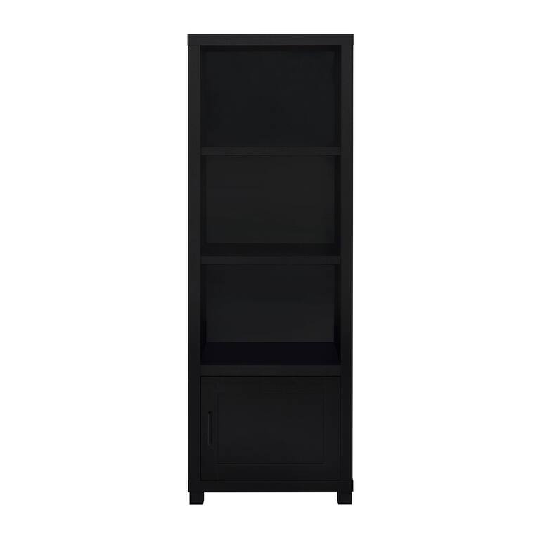 Sandlin Black 3-shelf Media Tower Bookcase with Storage Cabinet