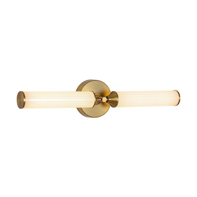2-Light Dimmable LED Linear Milky Ribbed Tube Vanity Wall Light