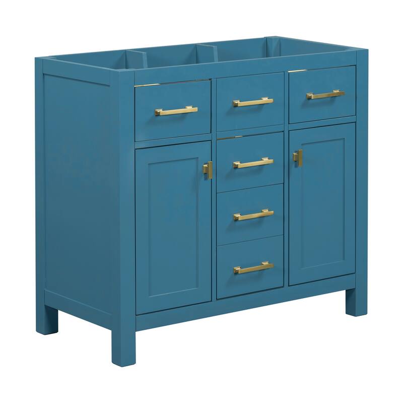 Modern 36 Inch Bathroom Vanity without Sink, Freestanding Single Bathroom Cabinet with 4 Drawers and 2 Cabinet Doors