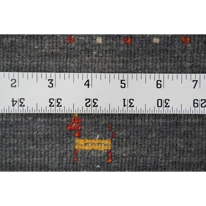 Hand Knotted Oriental 100% Wool Carpet Tribal Animal Pictorial Greys & Charcoal Gabbeh Area Rug - 5' 5'' X 3' 0''
