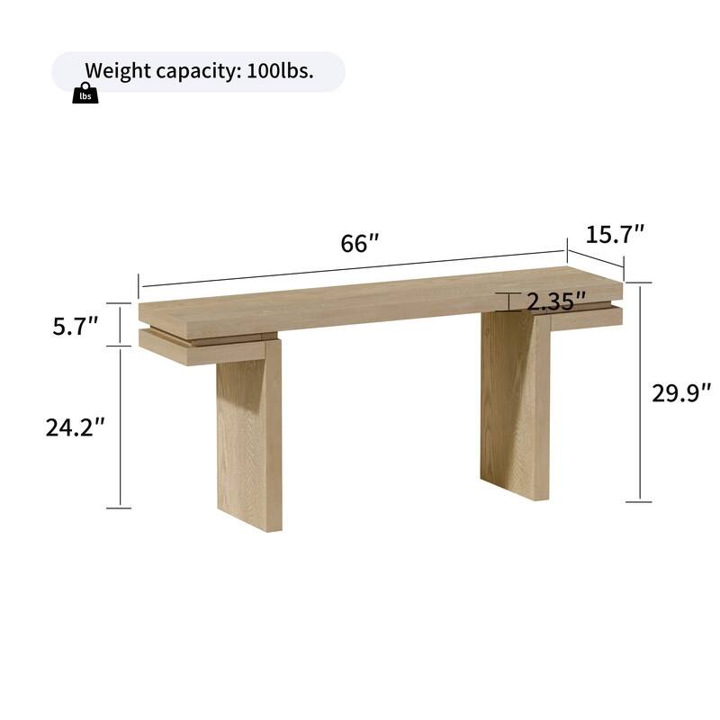 Sleek 66" Extra-Wide Console Table - Genuine Wood Veneer Finish, Minimalist Design For Living Room, Entryway Or Home Office