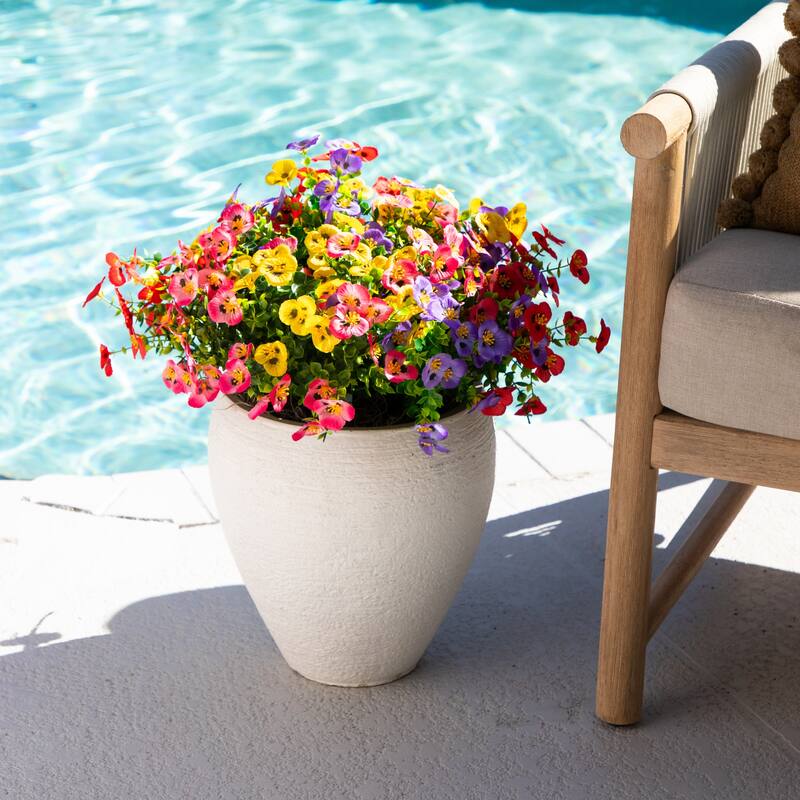 13-in UV Resistant Artificial Pansy Bush (Indoor/Outdoor) - Set of 12