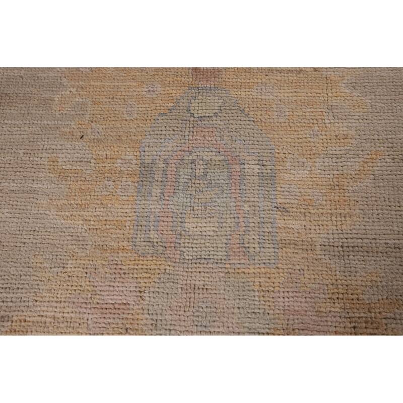 Vegetable Dye Oushak Area Rug Handmade Beige Turkish Wool Carpet - 8'2" x 9'11"