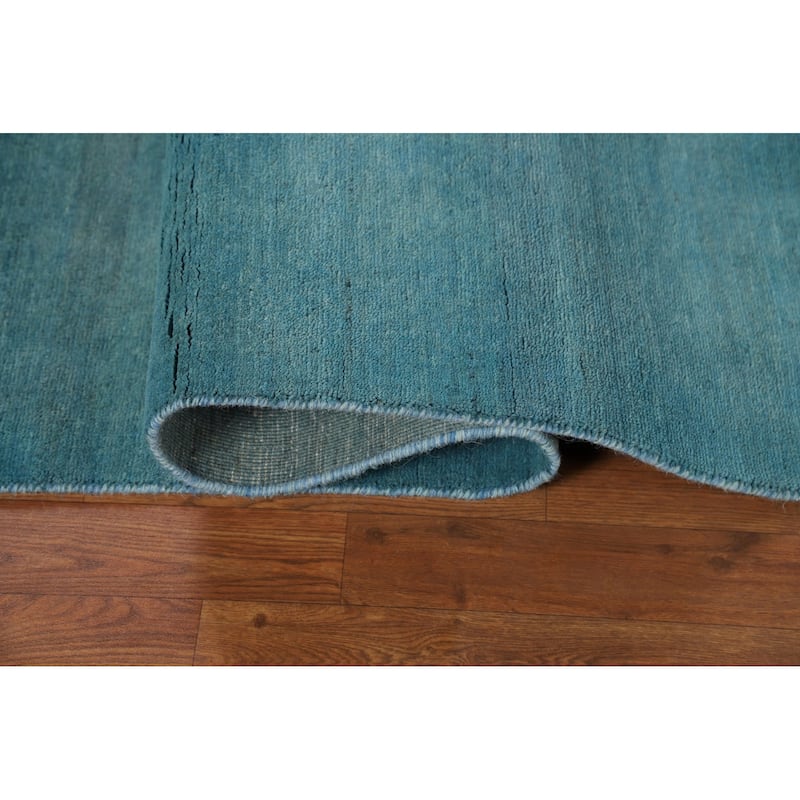 Light Blue Modern Gabbeh Oriental Area Rug Hand-Knotted Wool Carpet - 4'10" x 6'6"
