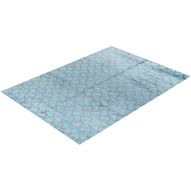 Modern One-of-a-Kind Hand-Knotted Area Rug - Green, 9' 0" x 12' 4" - 9' 0" x 12' 4"