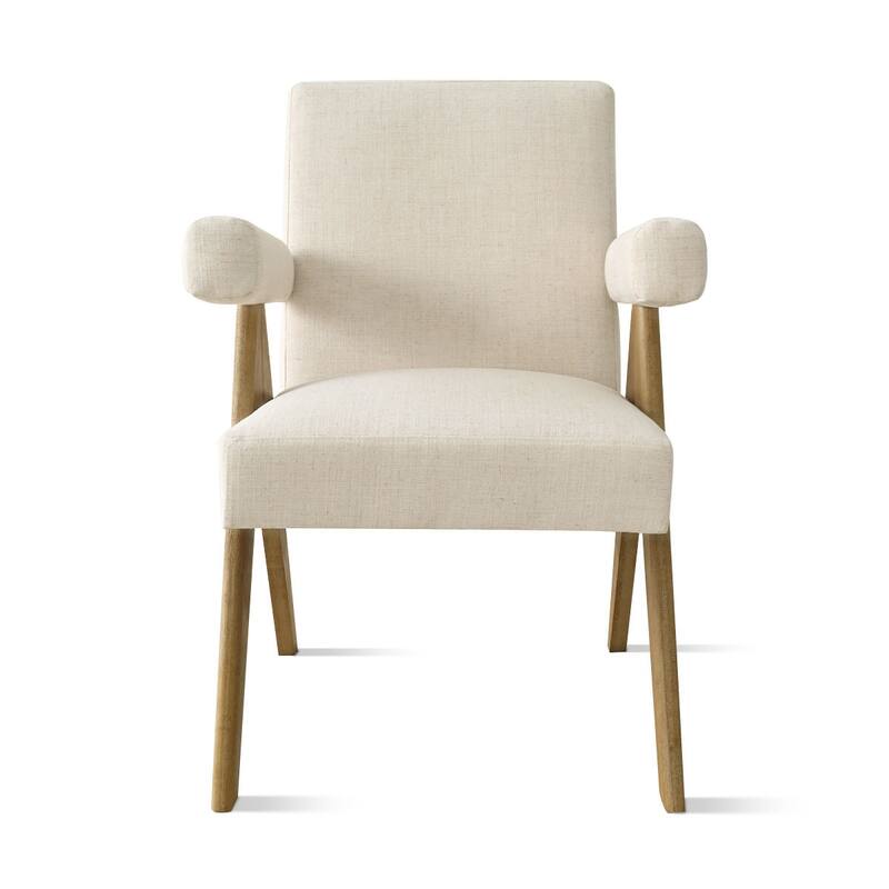 Linen Dining Chair with Arms