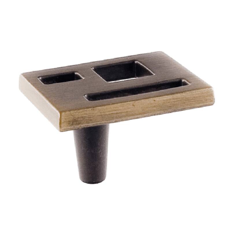 Du Verre Marcel 1-1/2 Inch Rectangular Cabinet Knob - Antique Brass