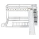 preview thumbnail 9 of 16, Twin Over Full Bunk Bed with Slide, Storage Staircase & Safety Guardrails, White