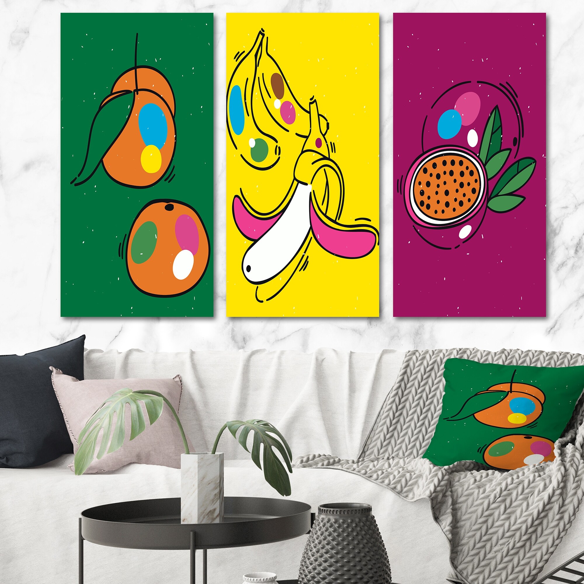 Designart 1990s Pop Art Fruit Designs I Modern Art Print-image