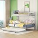 preview thumbnail 3 of 1, Silver Twin over Full Bunk Bed with Trundle & Ladders
