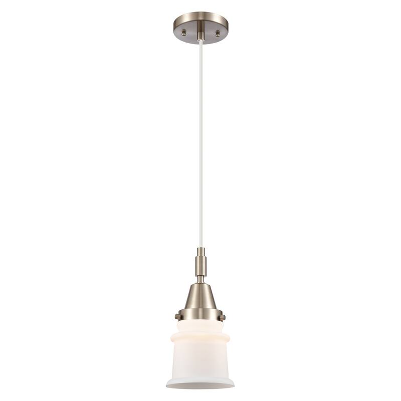 Innovations Lighting Downtown Urban - Caden Canton - 1 Light 5" Cord Hung Mini Pendant - Matte White Shade/Brushed Satin Nickel