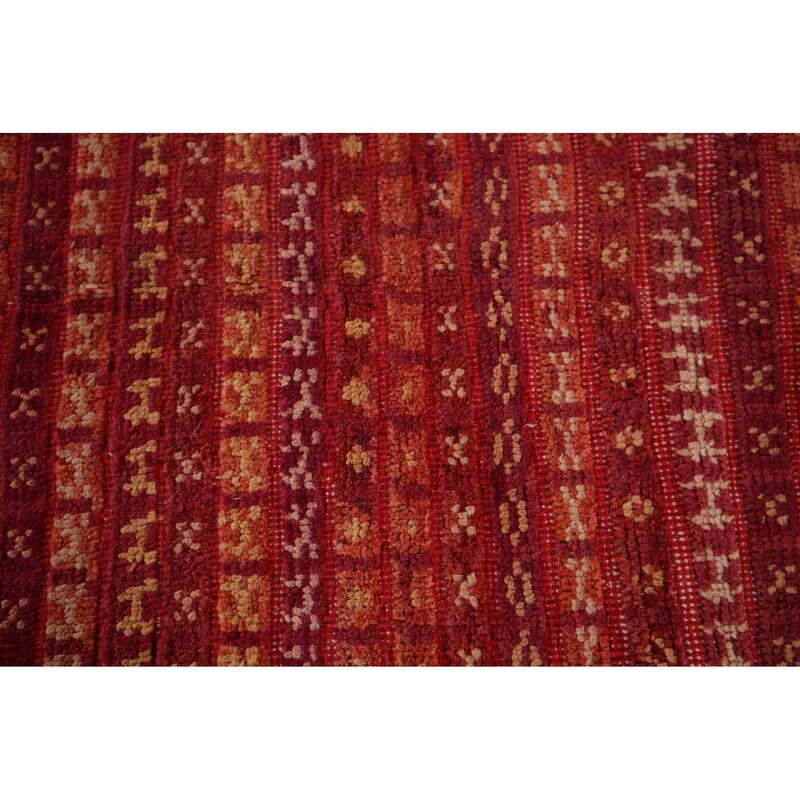 Checkered Moroccan Large Oriental Area Rug Hand-Knotted Wool Carpet - 9'8" x 13'11"