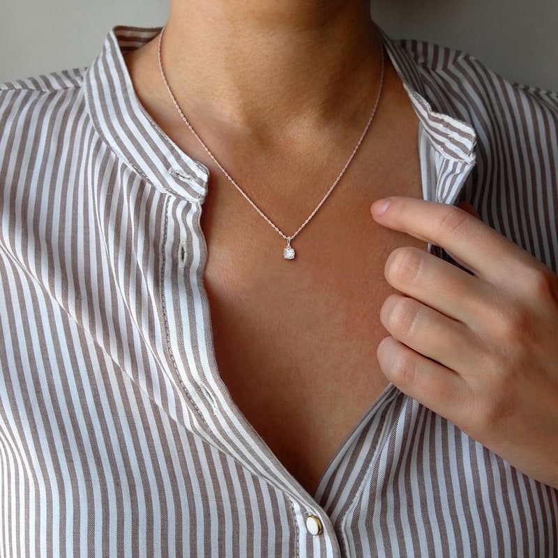 Miadora Sterling Silver Lab Grown Diamond Solitaire Necklace 1/10 to 1ct tw (GH VS1;VS2)