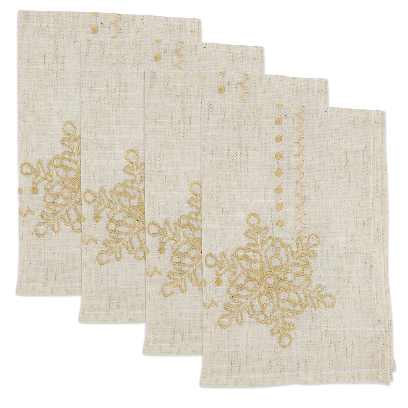 Sophisticated Snowflake Table Napkin with Intricate Embroidery (Set of 4)