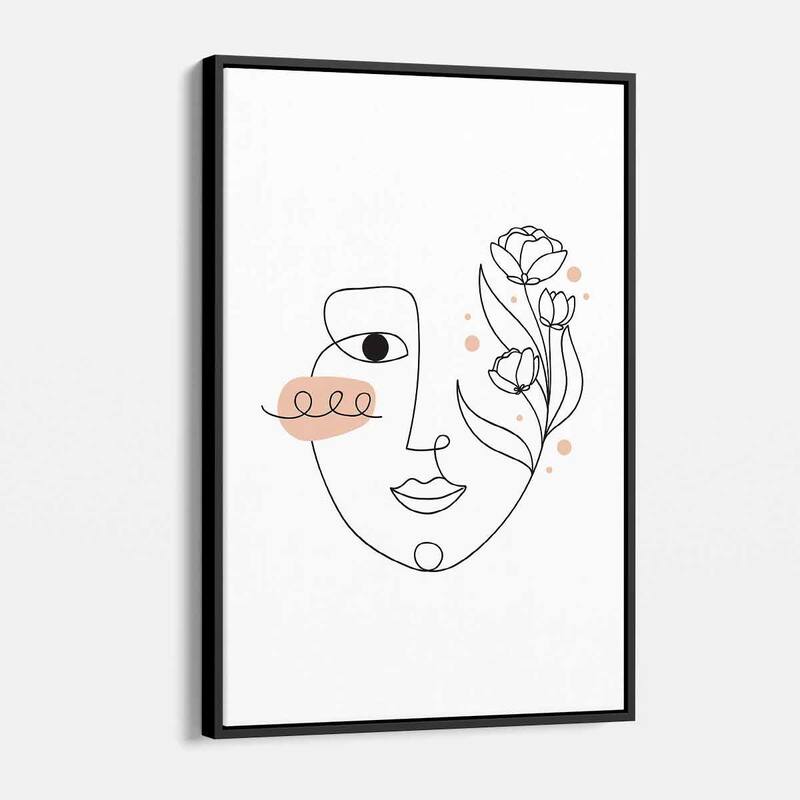 White Face Wall Art Canvas 3500 - 24 x 36 - Black