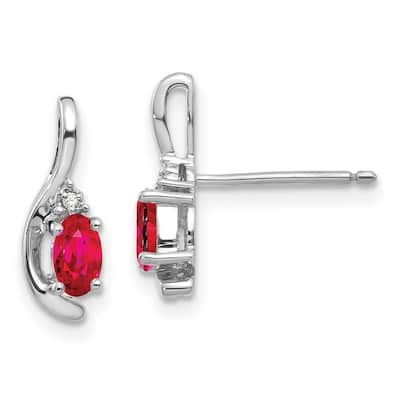 Curata 14k White Gold Natural Gemstone Diamond Teardrop Earrings - 14x5mm