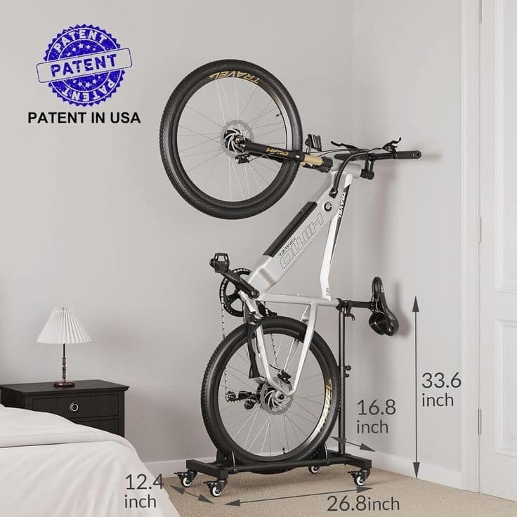 Sttoraboks Vertical Rolling Bike Stand, Adjustable, Space-Saving Indoor Storage, Up to 4" Wheel Width, Garage, Apartment