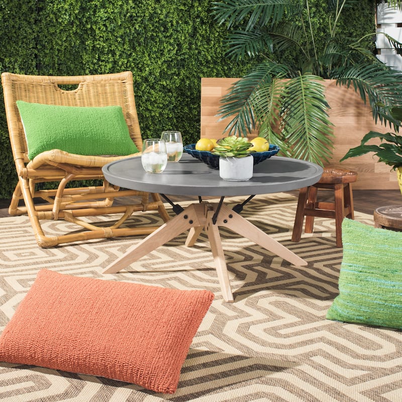 SAFAVIEH Elizabeta Dark Grey Modern Concrete Round Indoor/ Outdoor Coffee Table - 29.5" x 29.5" x 14.6" - 30Wx30Dx15H