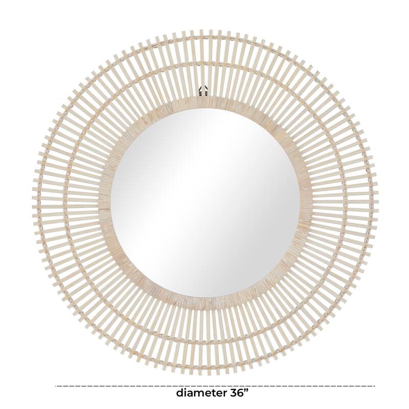 Bamboo Wood Starburst Handmade Stick Wall Mirror - Cream or Brown - Roche River Decor
