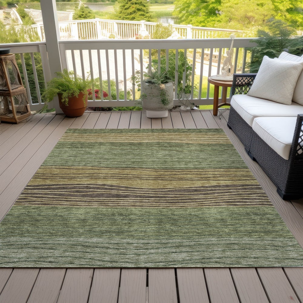 Machine Washable Indoor/ Outdoor Chantille Modern Stripes Rug