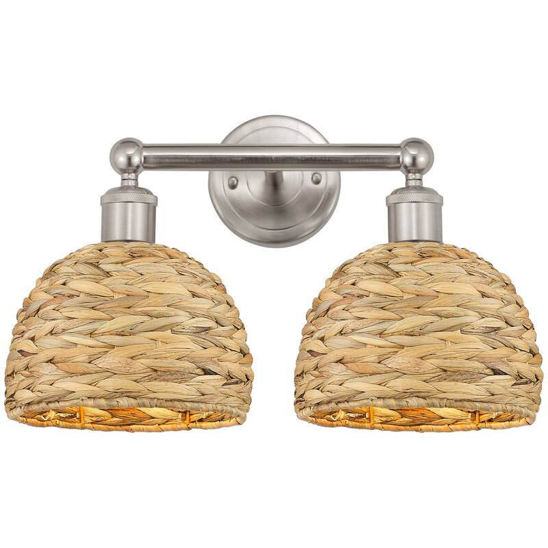 Innovations Lighting Endless Possibilities Edison - Woven Rattan - 2 Light 17" Bath Vanity Light - Brushed Satin Nickel