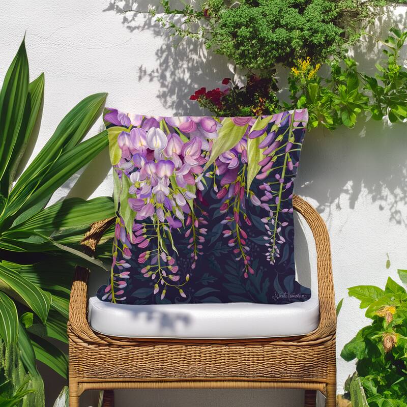 Magnolia Casual Outdoor Pillow Midnight Garden Wisteria 18x18