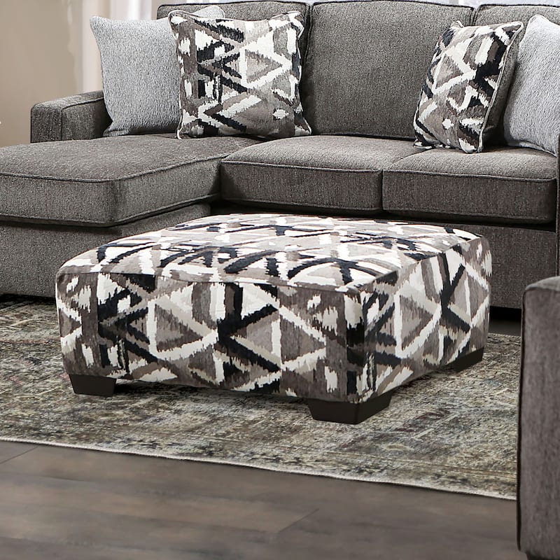 Demming Transitional Multicolored Linen-like Ottoman by Furniture of America