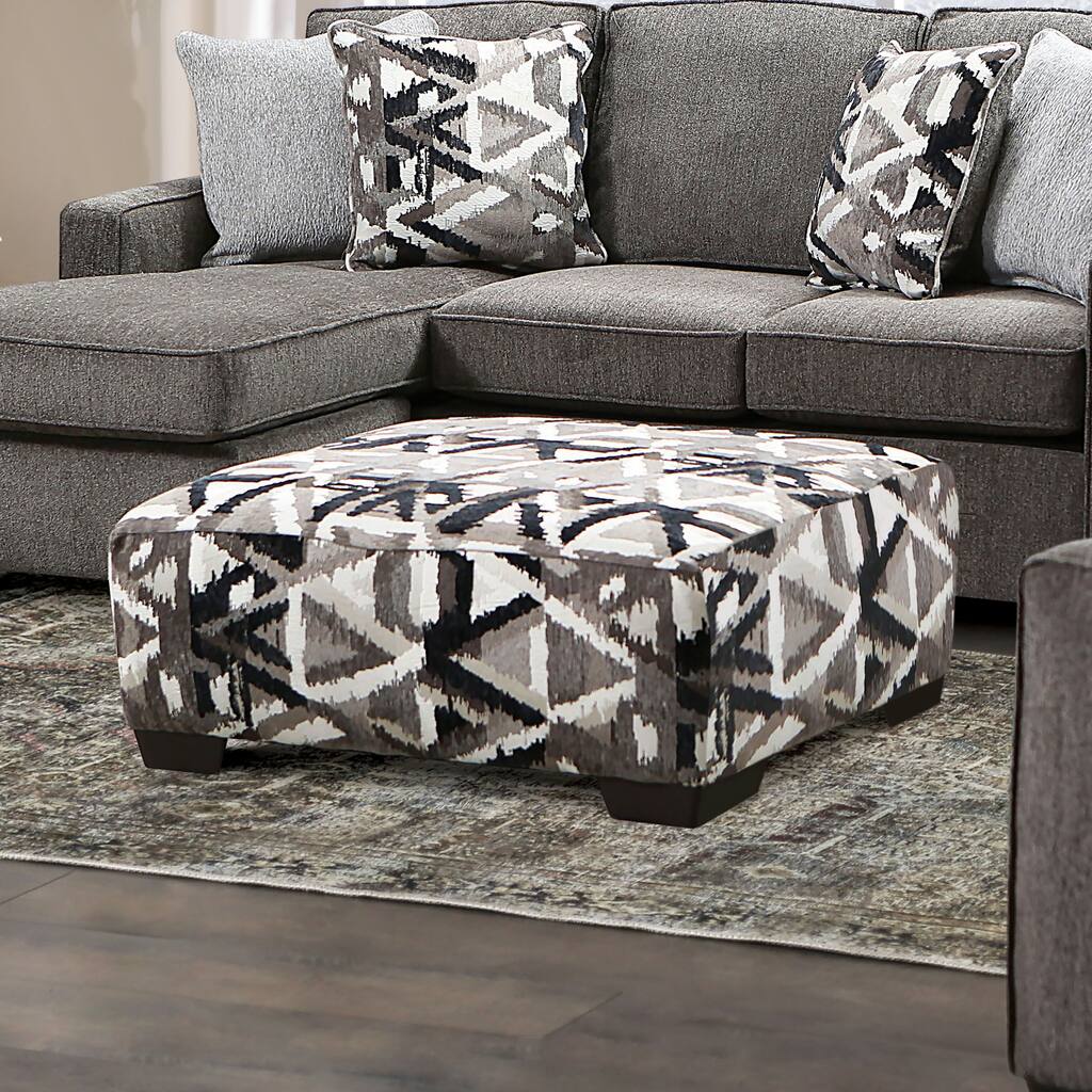 Demming Transitional Multicolored Linen-like Ottoman by Furniture of America