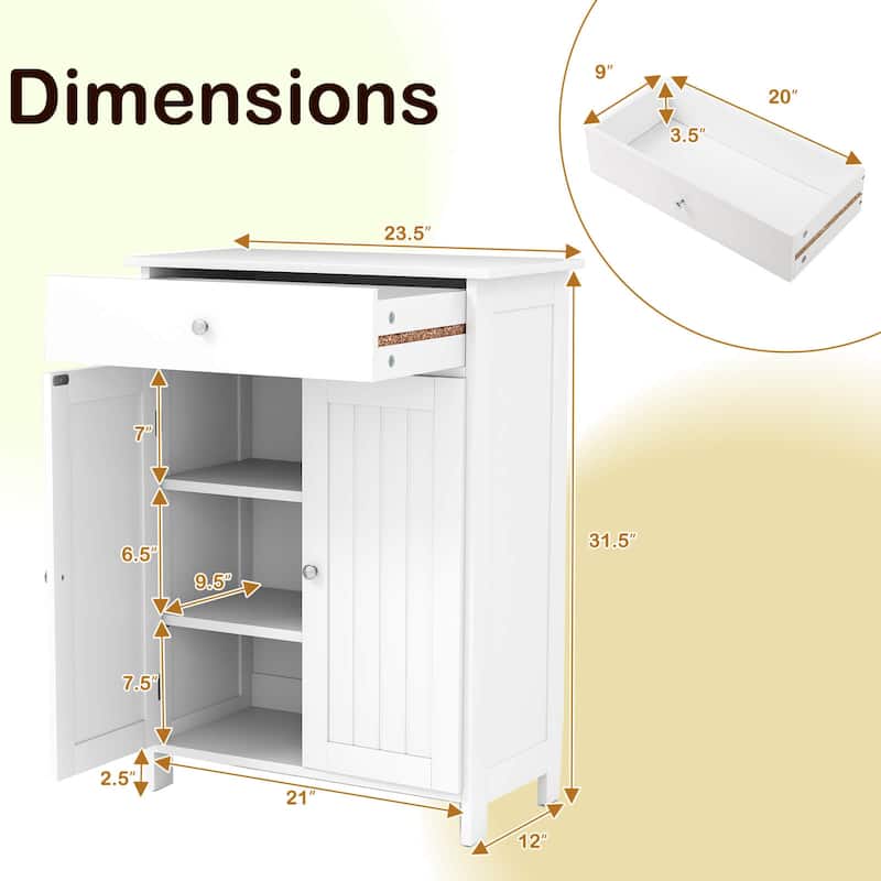 Costway Bathroom Floor Cabinet Freestanding Storage Organizer with 2 - See Details