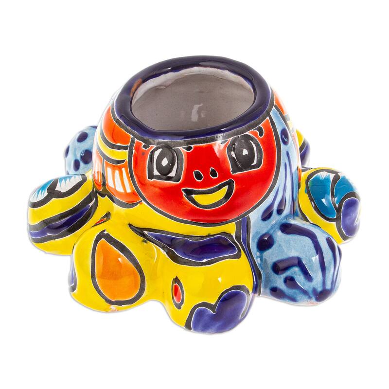 Novica Handmade Marine Hacienda Ceramic Flower Pot
