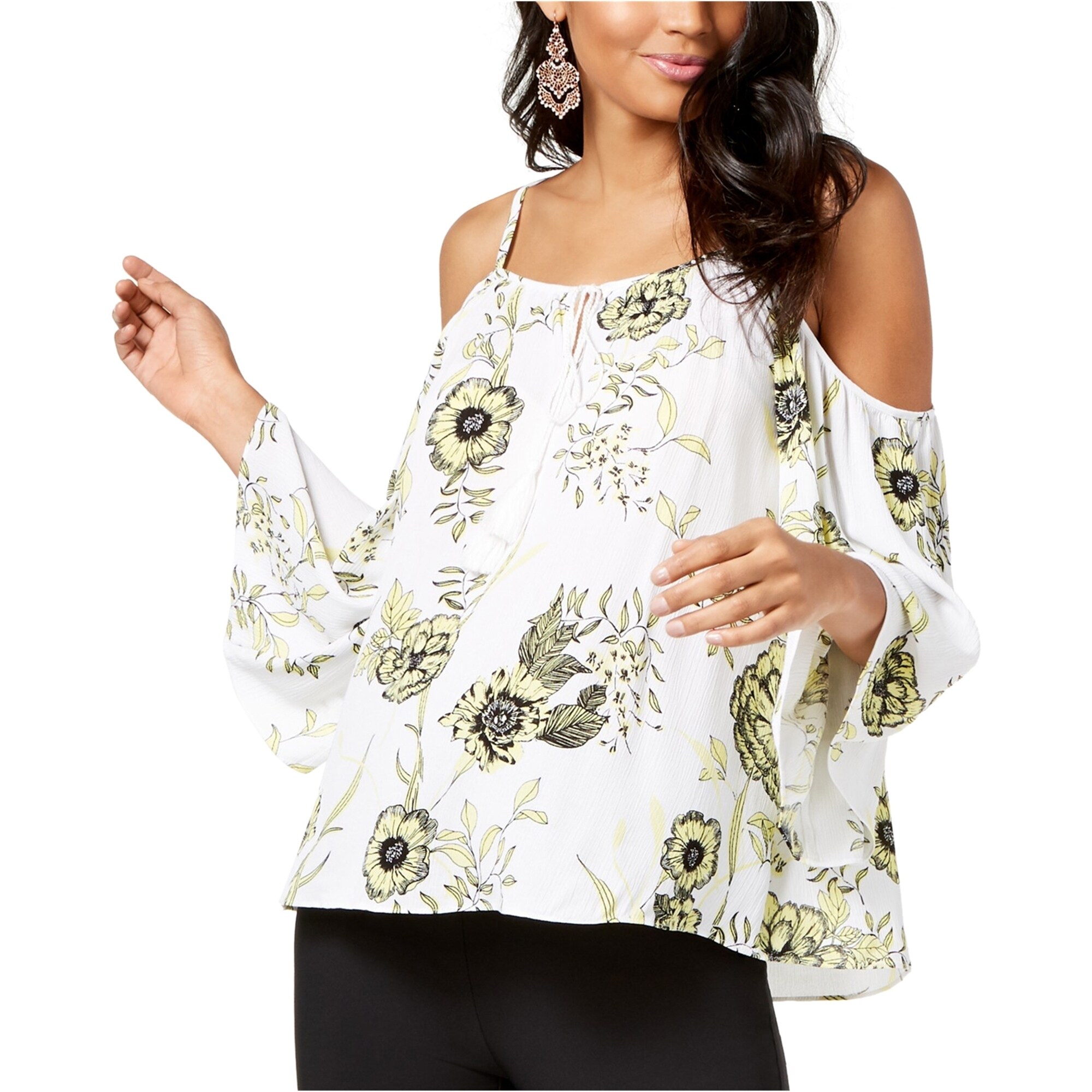 yellow cold shoulder blouse