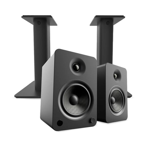 Shop Kanto Yu6 Powered Bookshelf Speakers With Bluetooth With Sp9 Desktop Stands Black Overstock 30616918