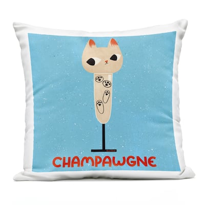 Stupell Champawgne Feline Wine Printed Outdoor Throw Pillow Design by Carrie Cantwell