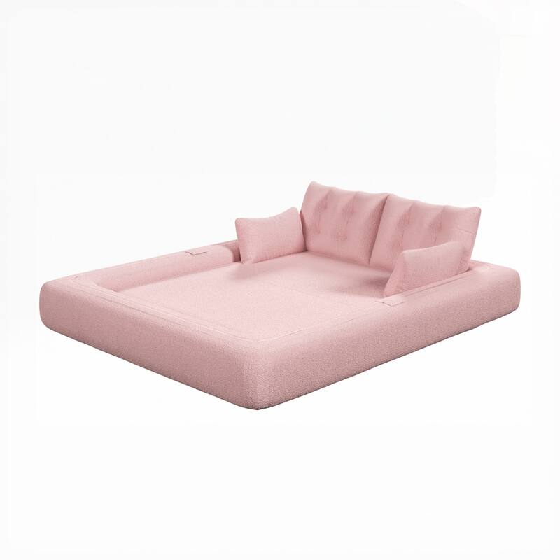 3-in-1 Teddy Fabric Foam-Filled Sleeper Sofa Bed