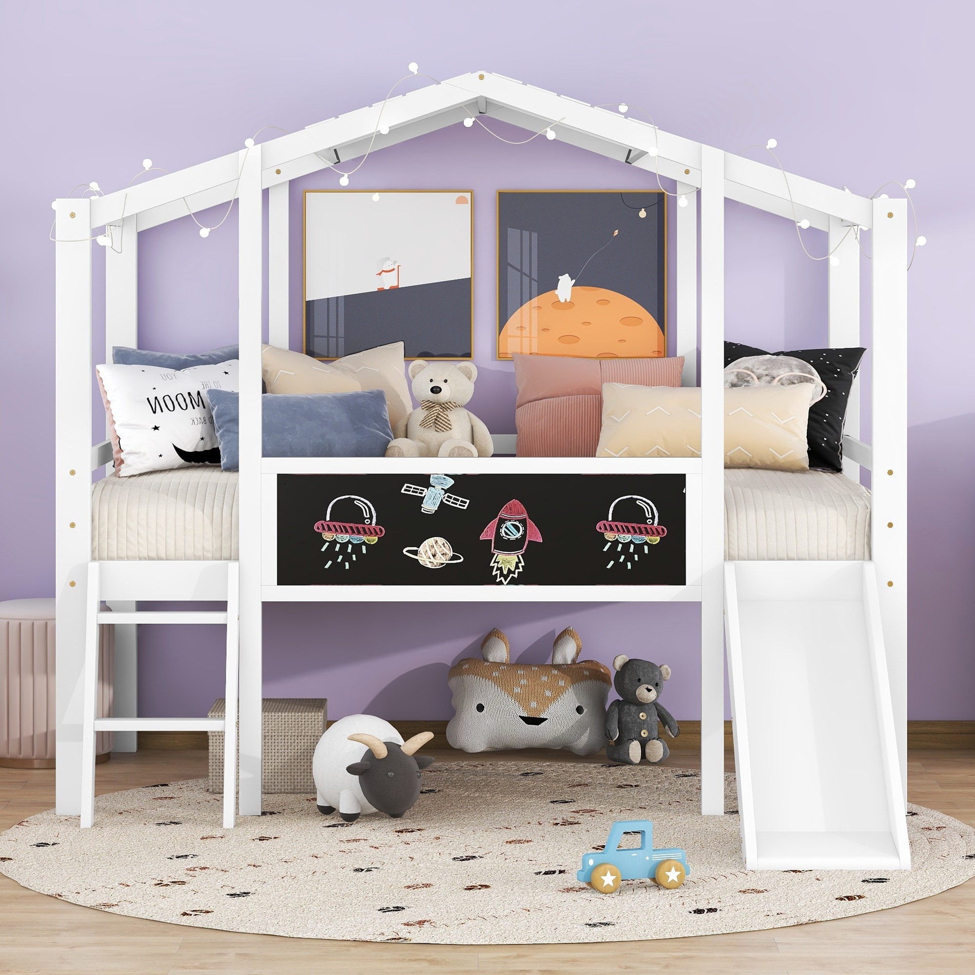 Twin Daybed with Fence and 2 Drawers Kids Bed for Boys \u0026 Girls - Costway, image size:2000x2000