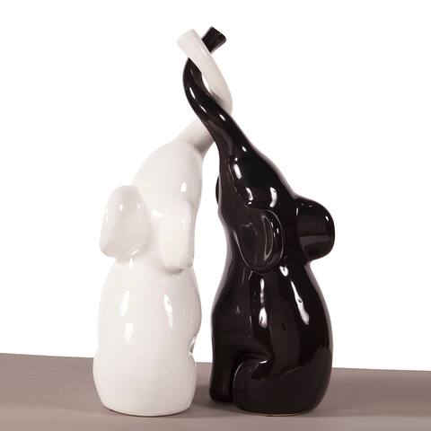 Allan Andrews Black & White Contemporary Elephant Love Sculpture