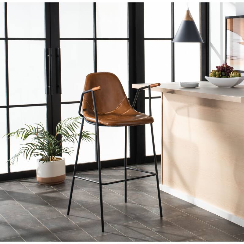 SAFAVIEH Coral Mid-Century Bar Stool - 25" W x 21.5" D x 39" H - 21Wx21Dx42H
