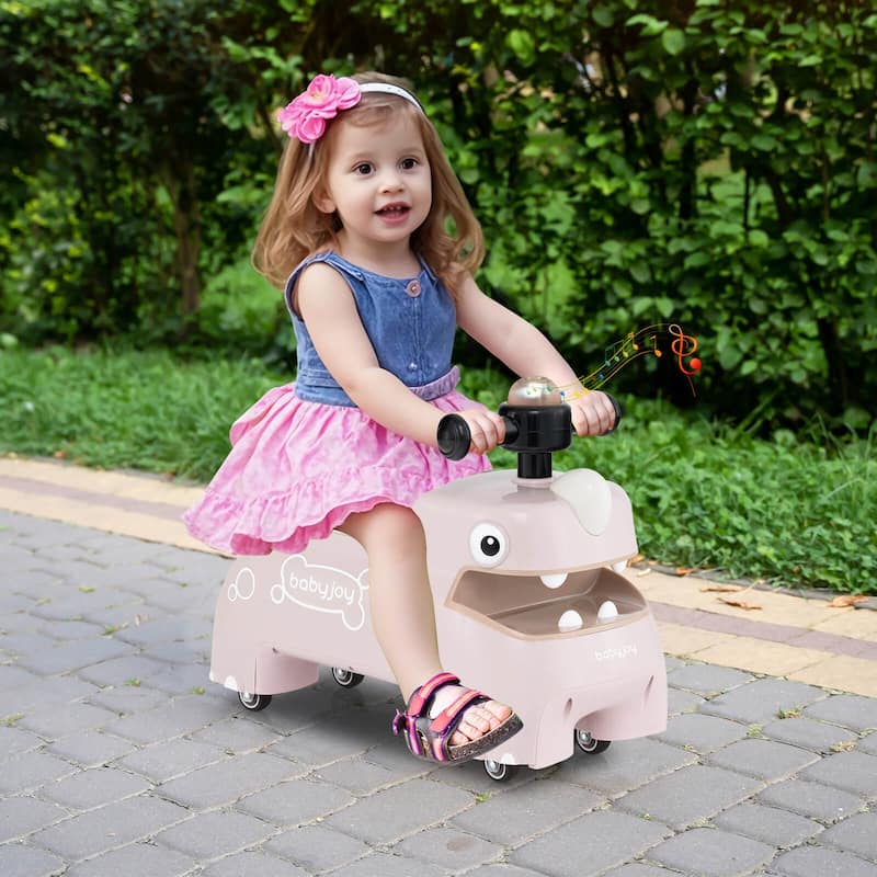Babyjoy Ride on Toy Baby Dinosaur Sliding Car with4 Universal Casters - See Details