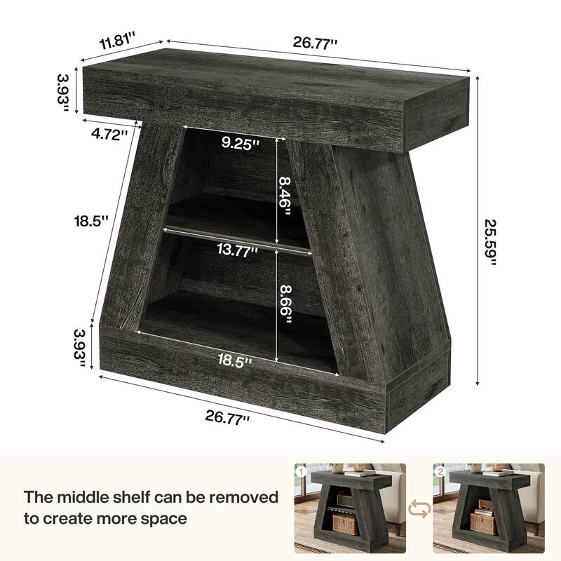 3-Tier End Table Side Table with Storage for Sofa Couch Living Room